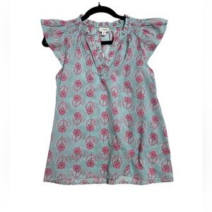 JCrew Flutter Sleeve, Ruffle Neck Floral Shirt | xs NWT